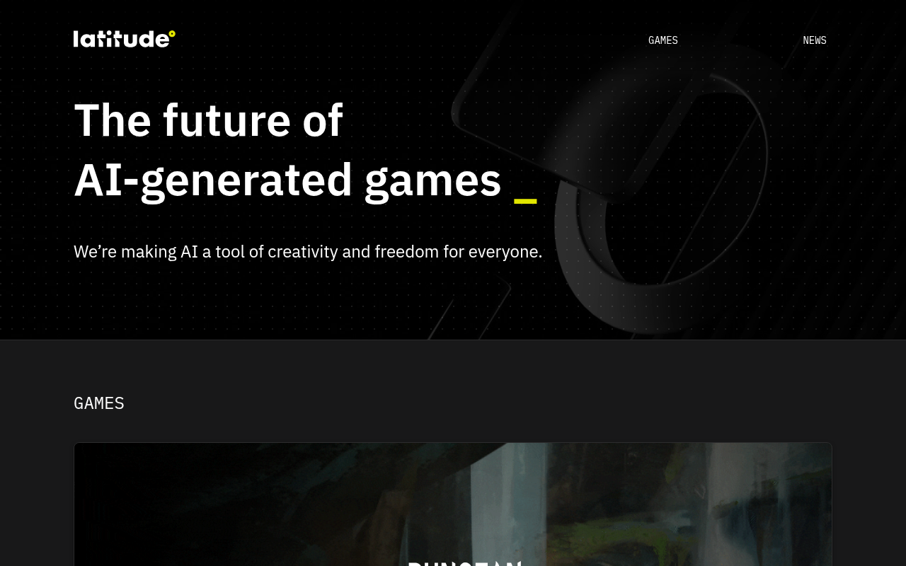Screenshot of Latitude AI: Unleashing Creativity in AI-Generated Gaming