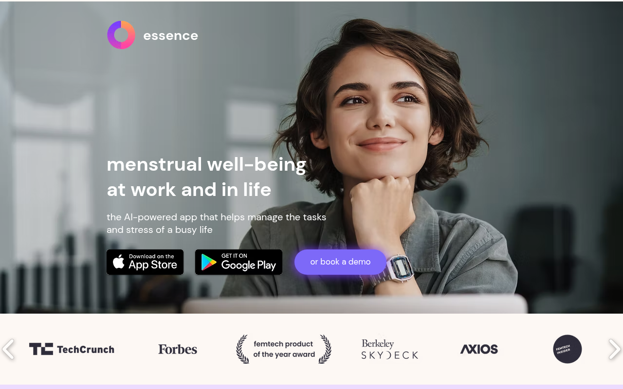Screenshot of Essence: AI-Powered Cycle Syncing for Peak Productivity