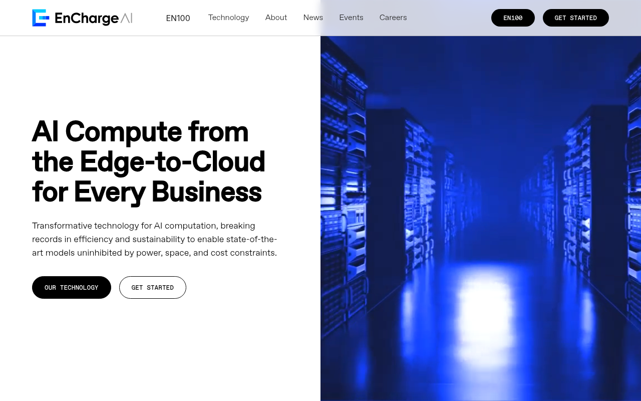 Screenshot of EnCharge AI: Revolutionizing AI Compute from Edge to Cloud
