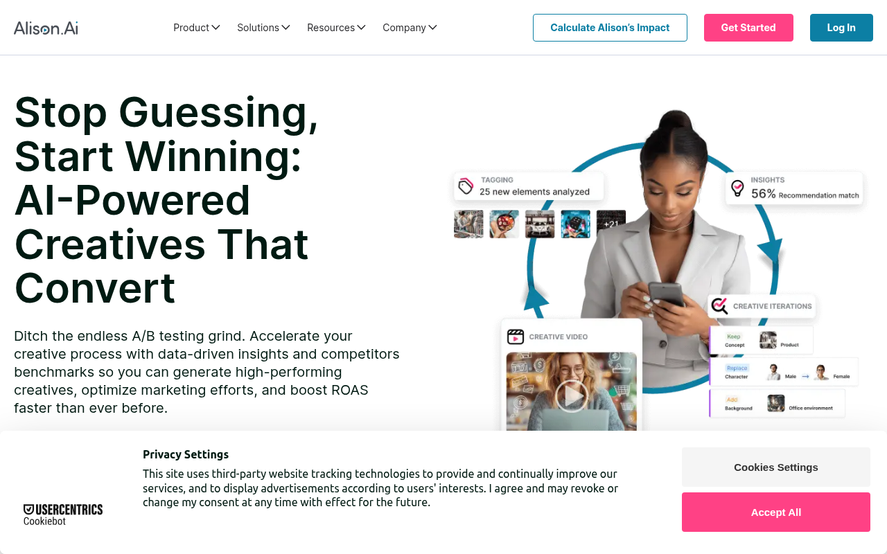 Screenshot of Optimize Creatives Effortlessly with Alison AI A/B Testing