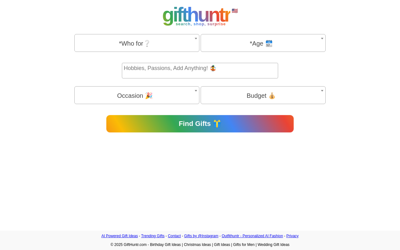 Screenshot of GiftHuntr: Your AI-Powered Gift Finding Assistant