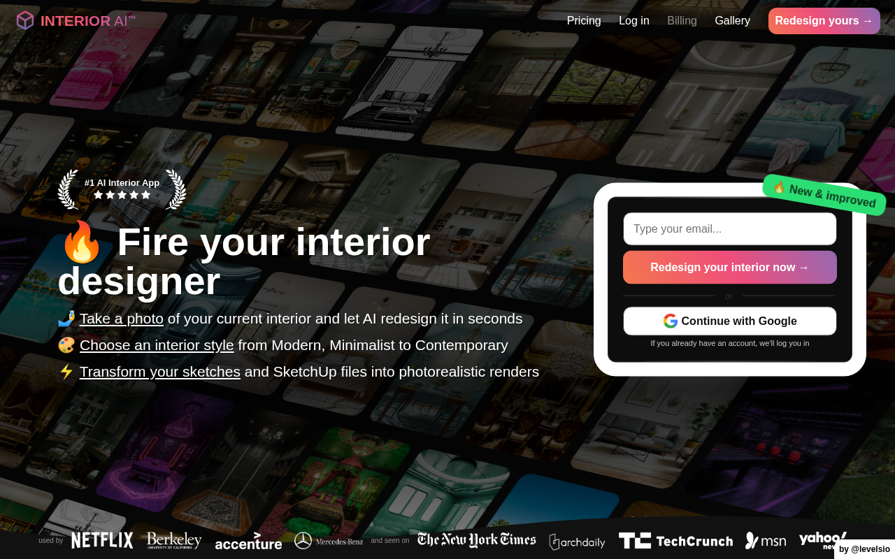 Screenshot of Interior AI: Redefining Interior Design with Artificial Intelligence