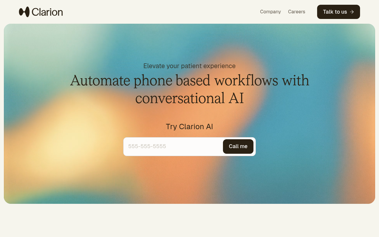 Screenshot of Clarion AI: Revolutionizing Healthcare Communication with Conversational AI
