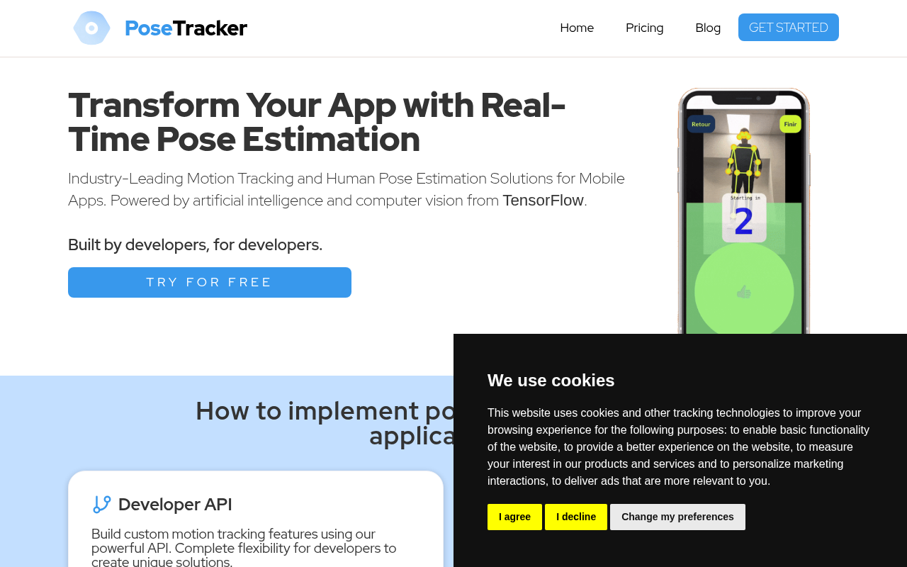 Screenshot of PoseTracker: AI-Powered Real-Time Pose Detection for Apps