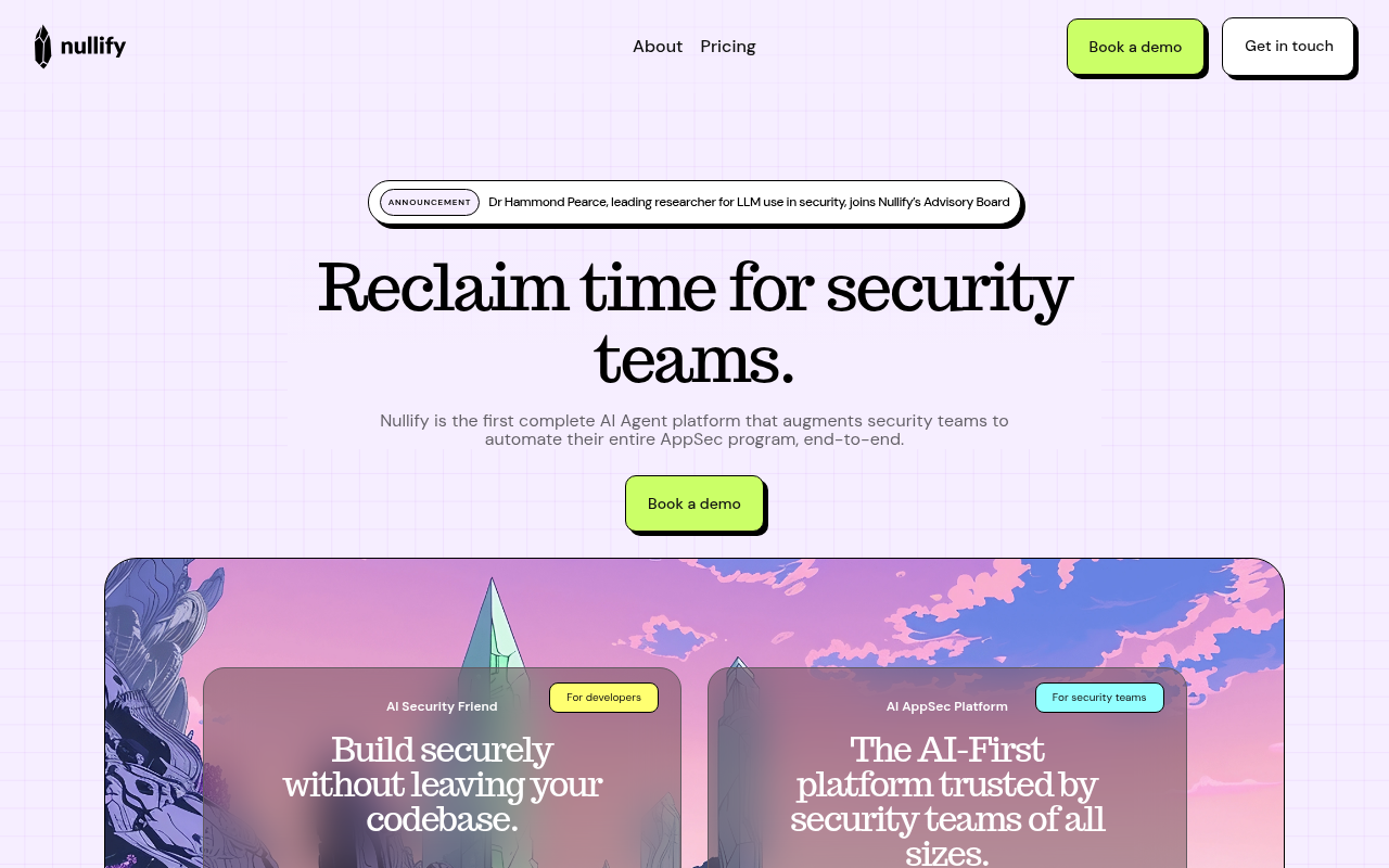Screenshot of Nullify AI: Supercharging AppSec Teams with AI-Powered Security