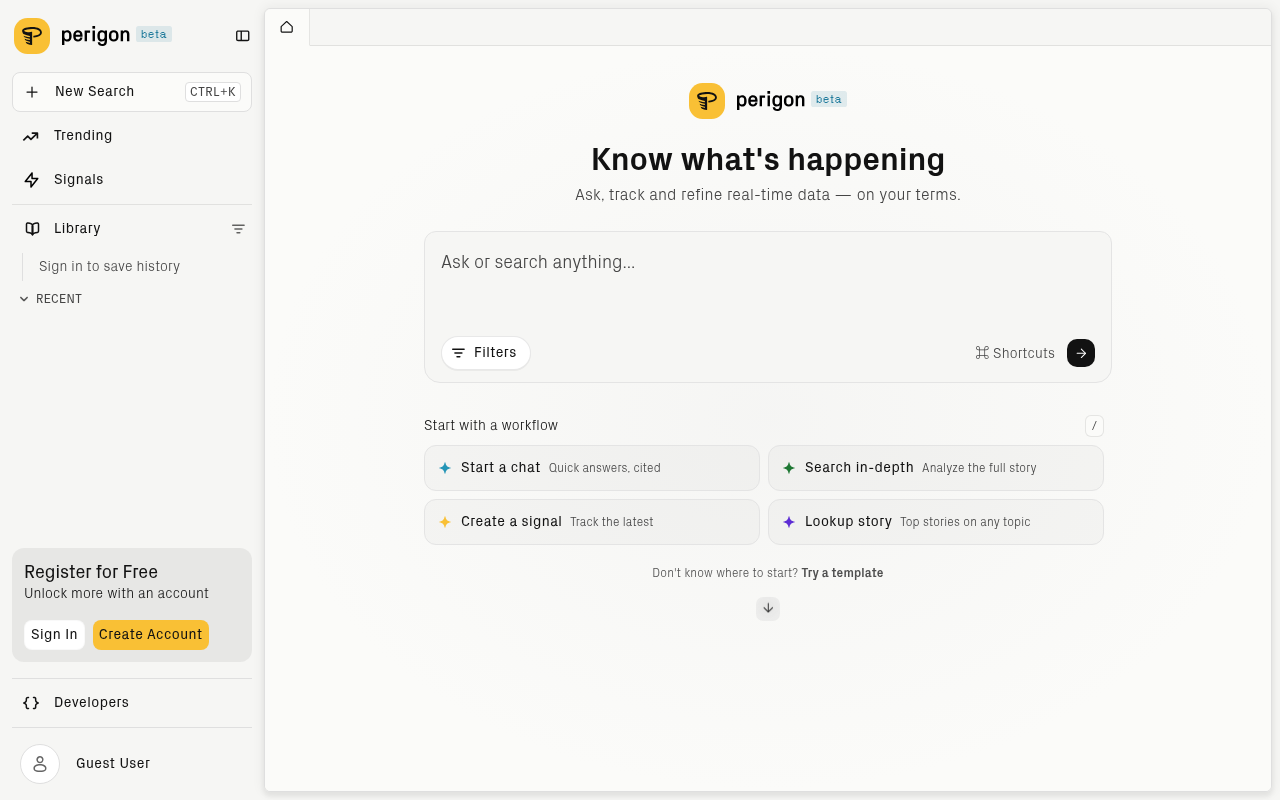 Screenshot of Perigon Review: AI-Powered Writing Assistant for Effortless Content Creation