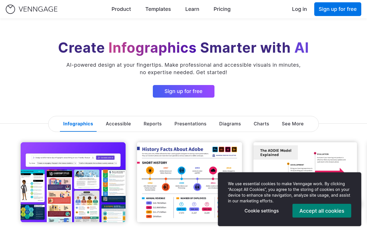 Screenshot of Venngage: Create Stunning Infographics & Visuals with Ease