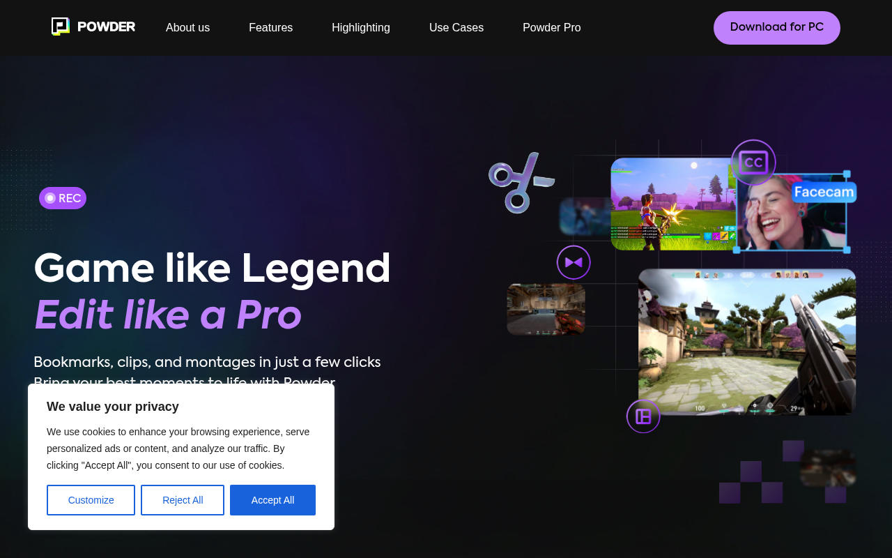 Screenshot of Powder AI: Effortless Game Clip Creation for Social Media Domination