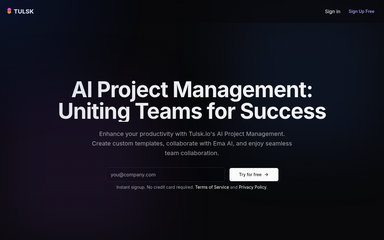 Screenshot of Tulsk AI: Supercharge Your Projects with Smart Collaboration