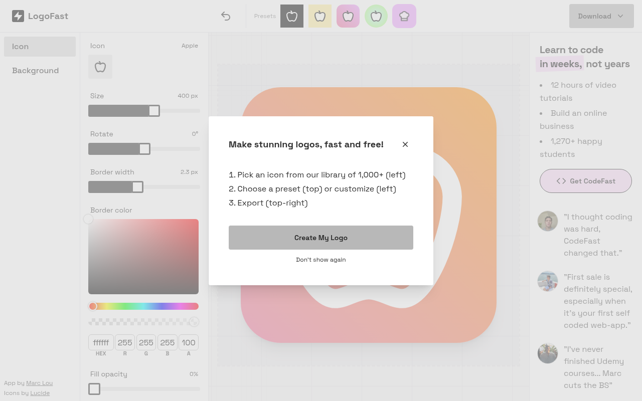 Screenshot of LogoFast AI: Instant & Free Logo Design for Everyone