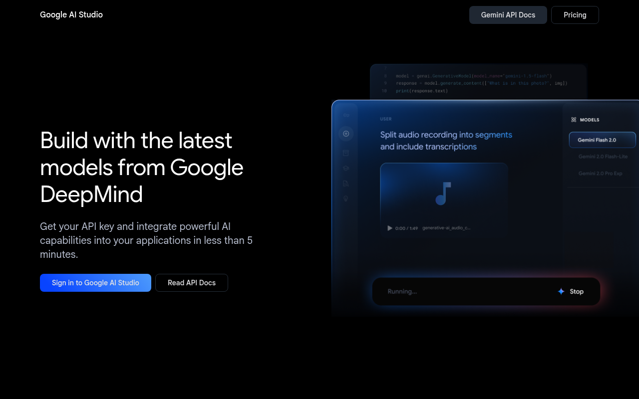 Screenshot of Google AI Studio: Your Fast Track to Gemini AI Development