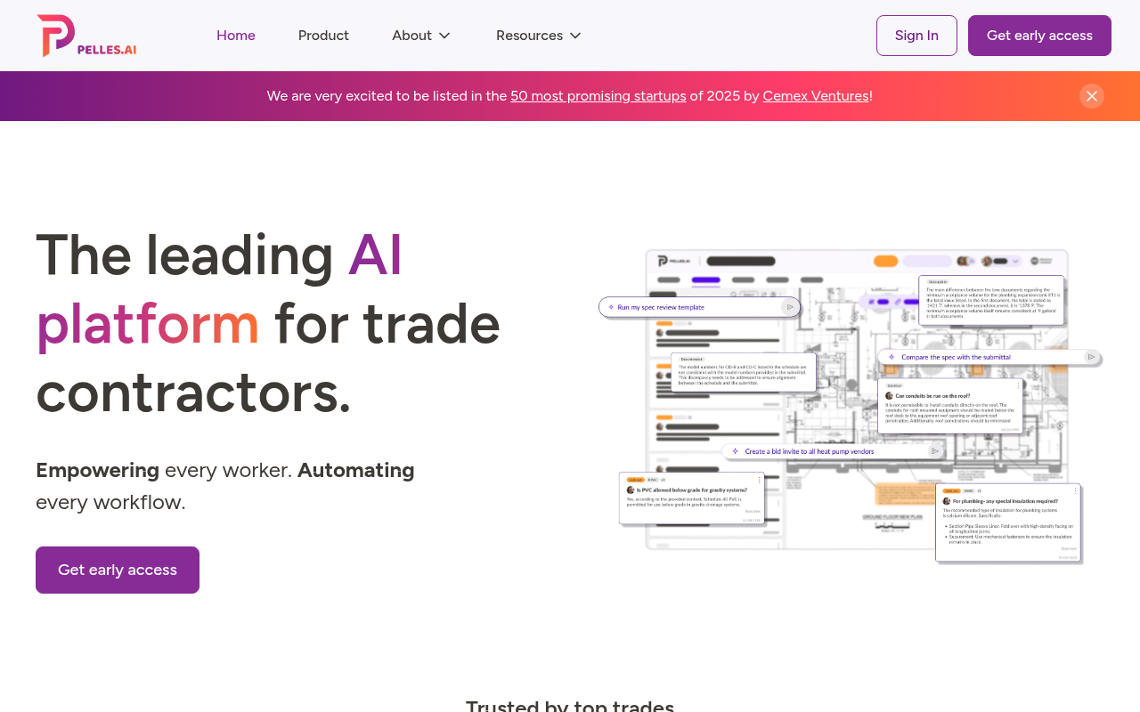 Screenshot of Pelles AI: Revolutionizing the Trades with Artificial Intelligence
