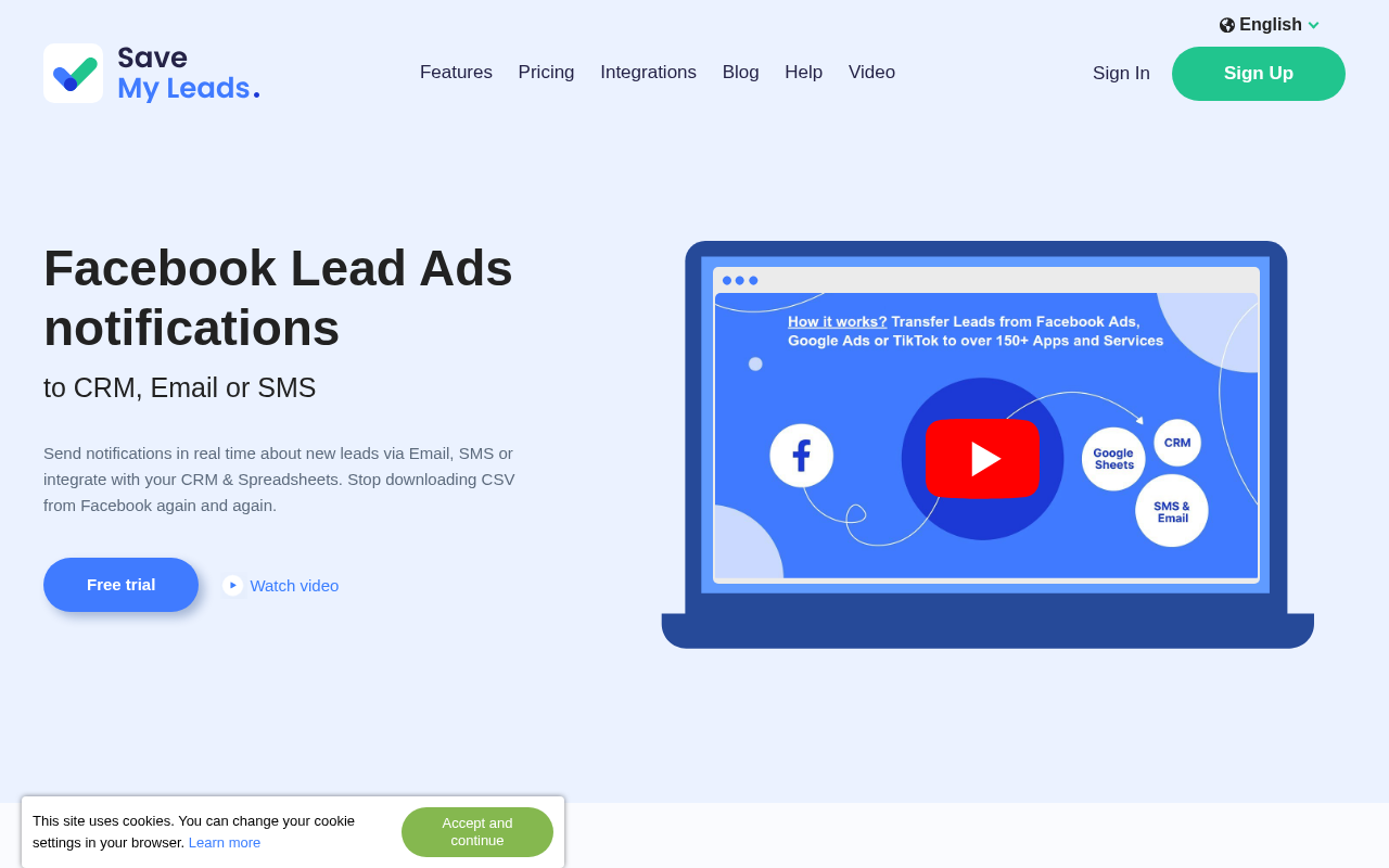 Screenshot of SaveMyLeads: Supercharge Your Facebook Lead Ads