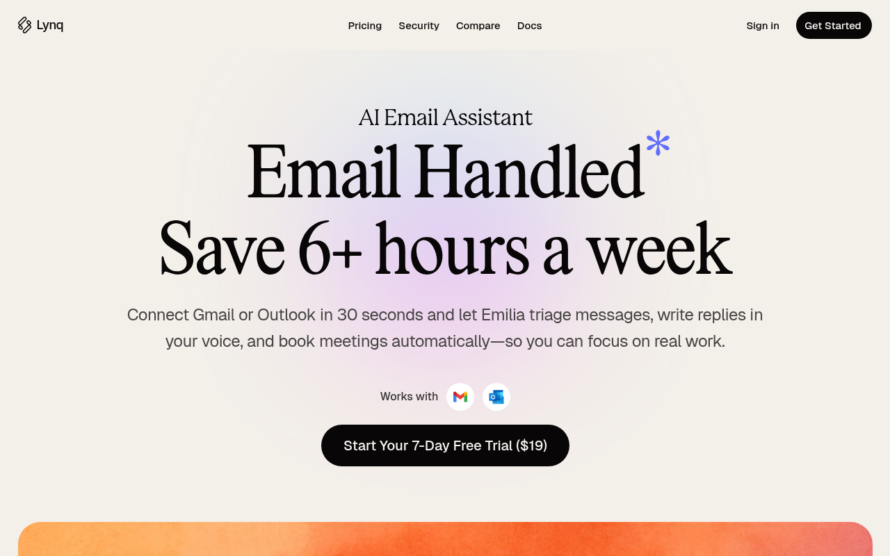 Screenshot of Lynq AI: Supercharge Your Productivity with Automated Scheduling & Email Management