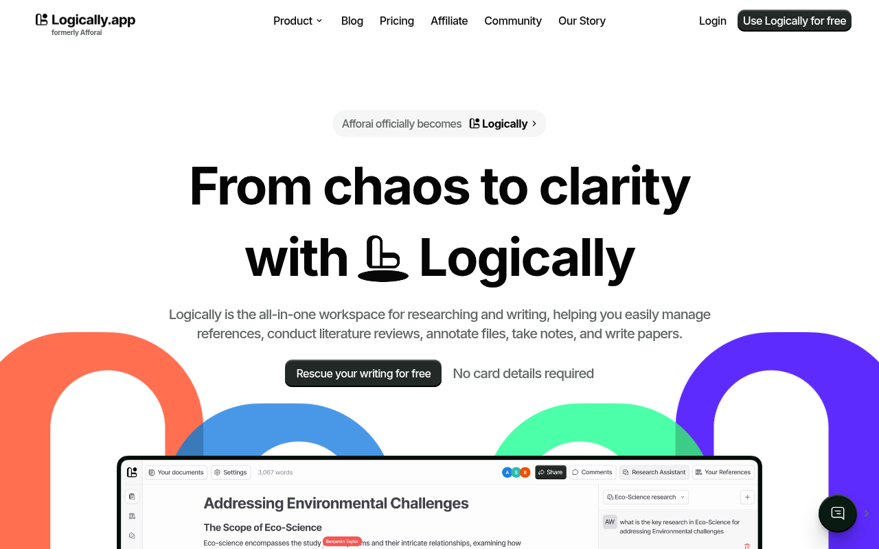 Screenshot of Logically.app Review: AI-Powered Research & Writing Assistant
