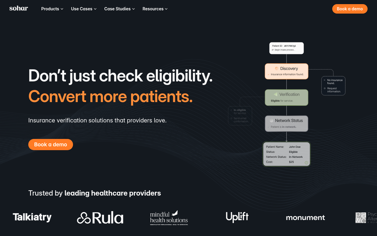 Screenshot of Sohar: AI-Powered Insurance Verification for Healthcare Providers