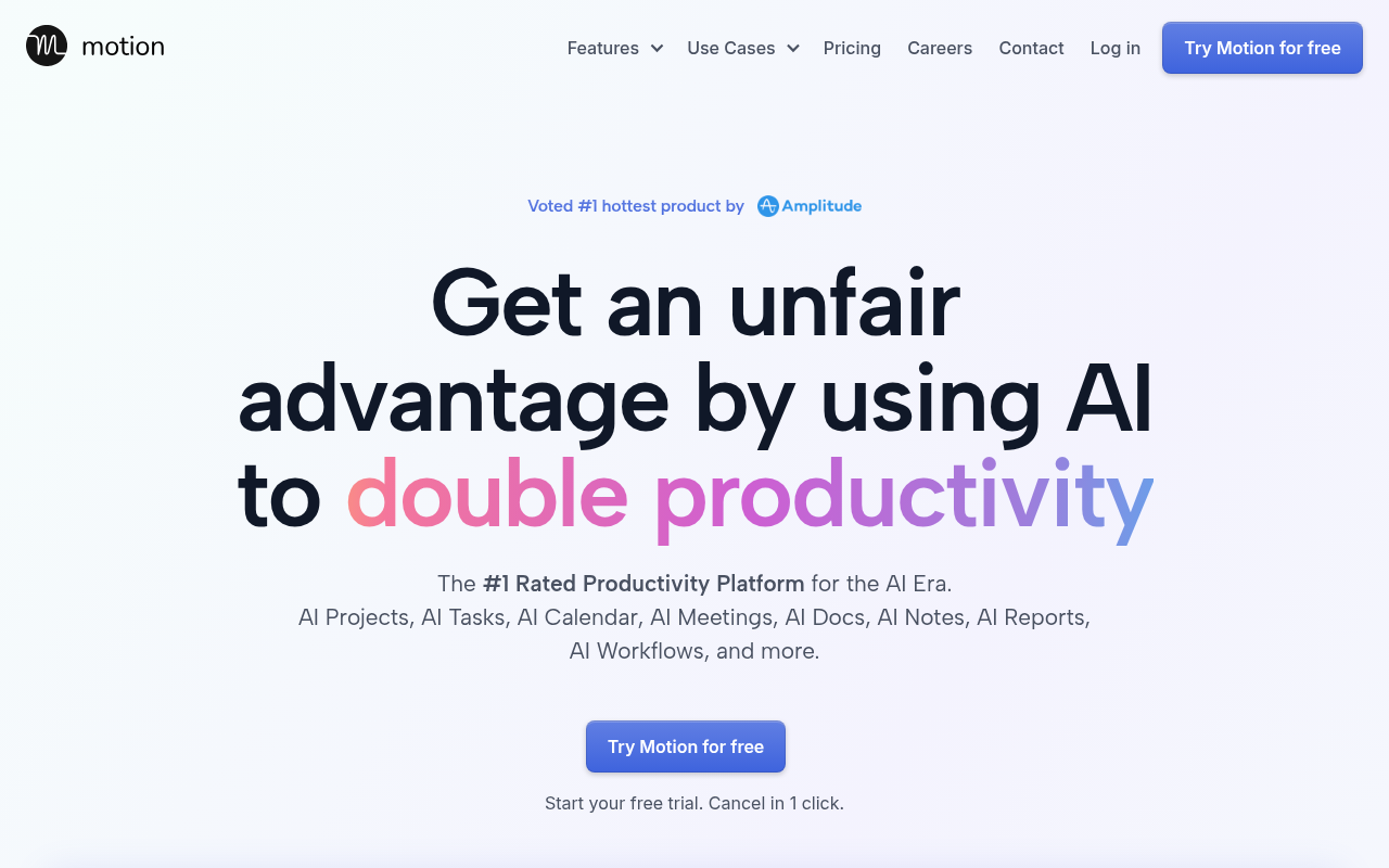 Screenshot of Motion AI: The All-in-One Productivity Powerhouse