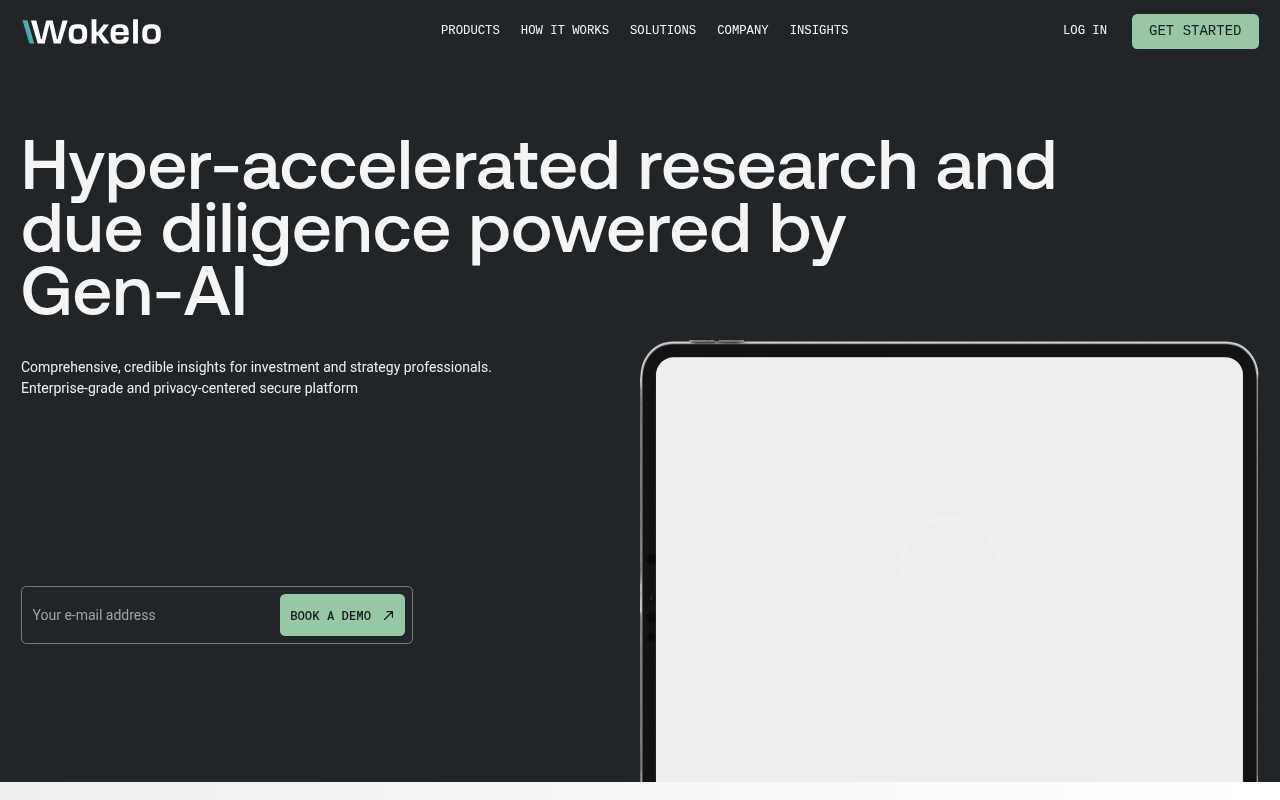 Screenshot of Wokelo AI: Revolutionizing Research for Data-Driven Decisions