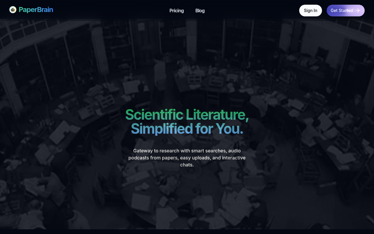 Screenshot of PaperBrain: AI-Powered Research Exploration