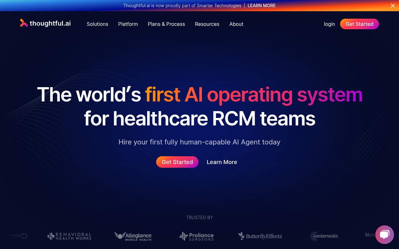 Screenshot of Thoughtful AI: Revolutionizing Healthcare Revenue Cycle Management