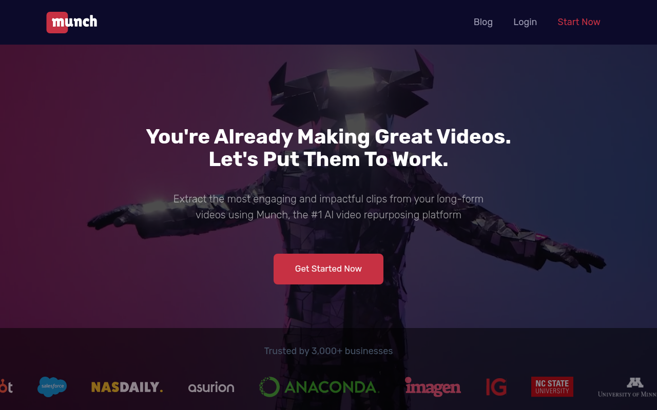 Screenshot of Munch: AI-Powered Video Repurposing for Effortless Marketing