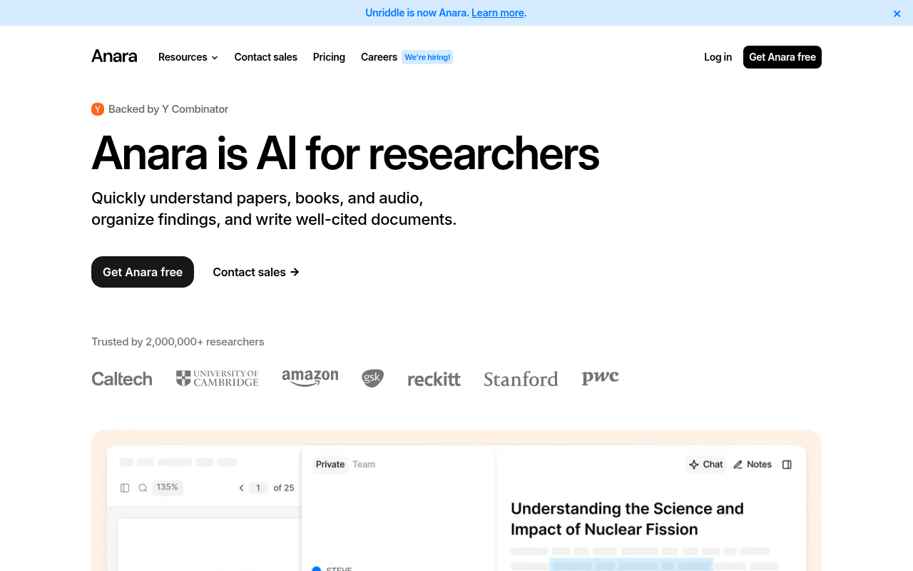 Screenshot of Anara AI: Revolutionizing Research for Academics