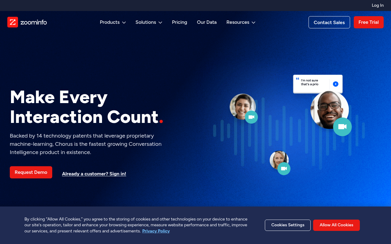 Screenshot of ZoomInfo Chorus: AI-Powered Sales Conversation Intelligence