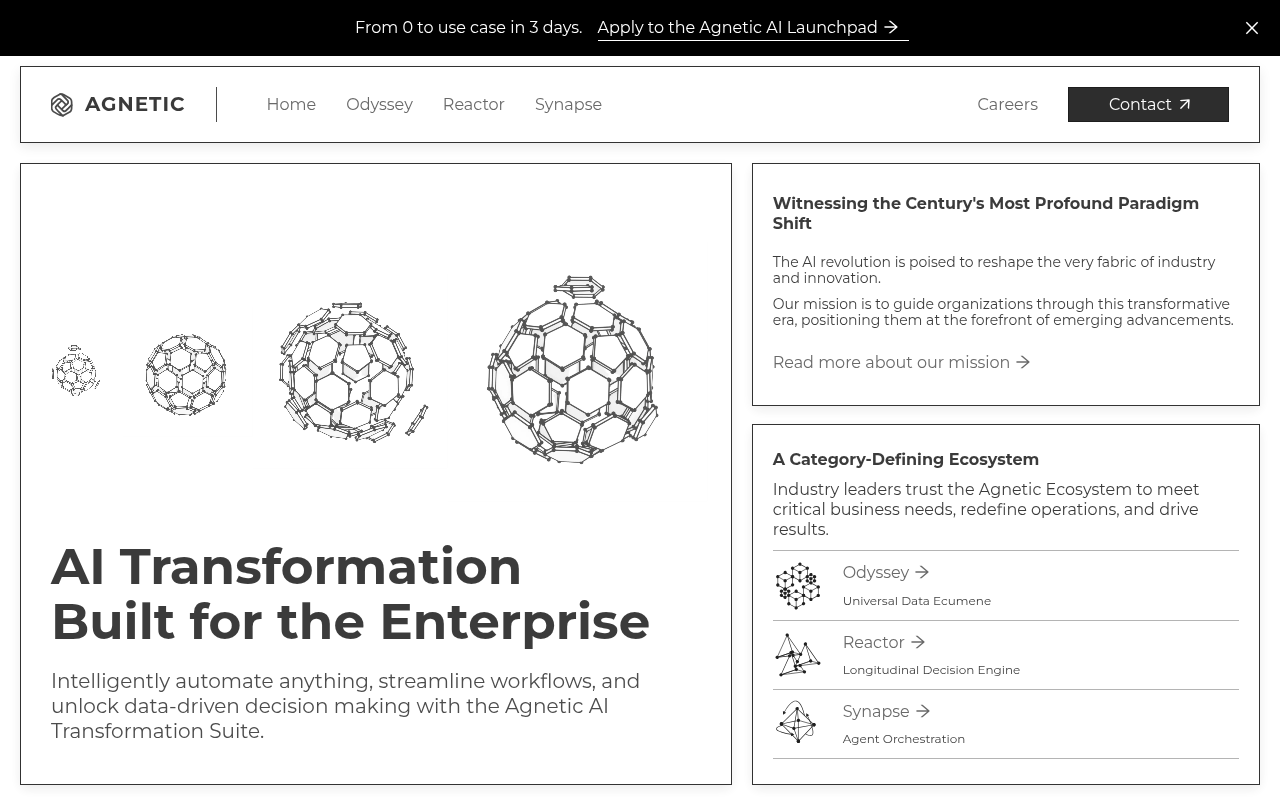 Screenshot of Agnestic AI: Enterprise-Grade AI Transformation