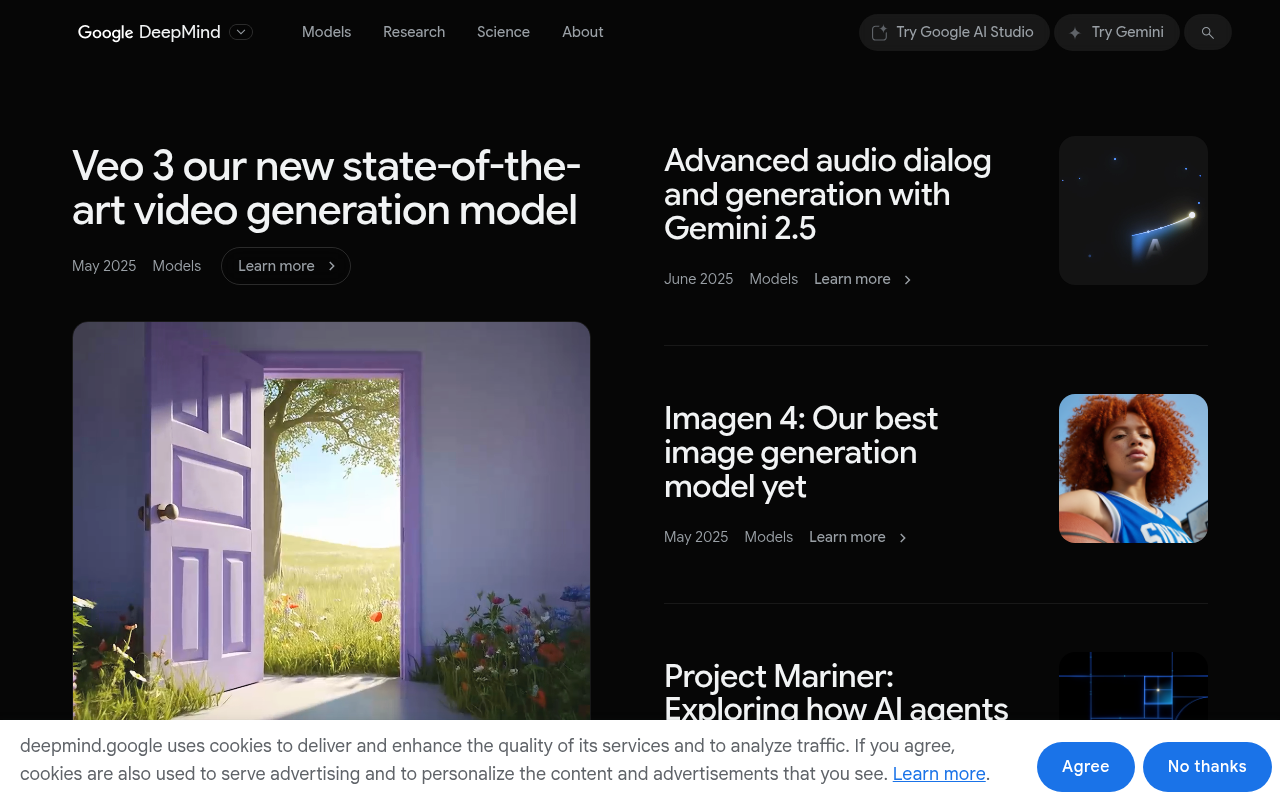 Screenshot of Google DeepMind: Pioneering the Future of AI
