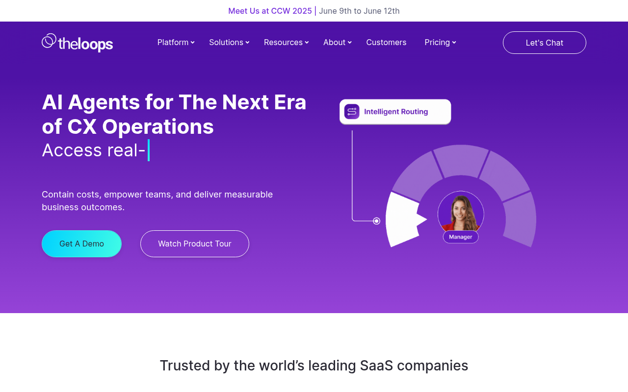 Screenshot of TheLoops AI: Revolutionizing Customer Experience with AI Agents