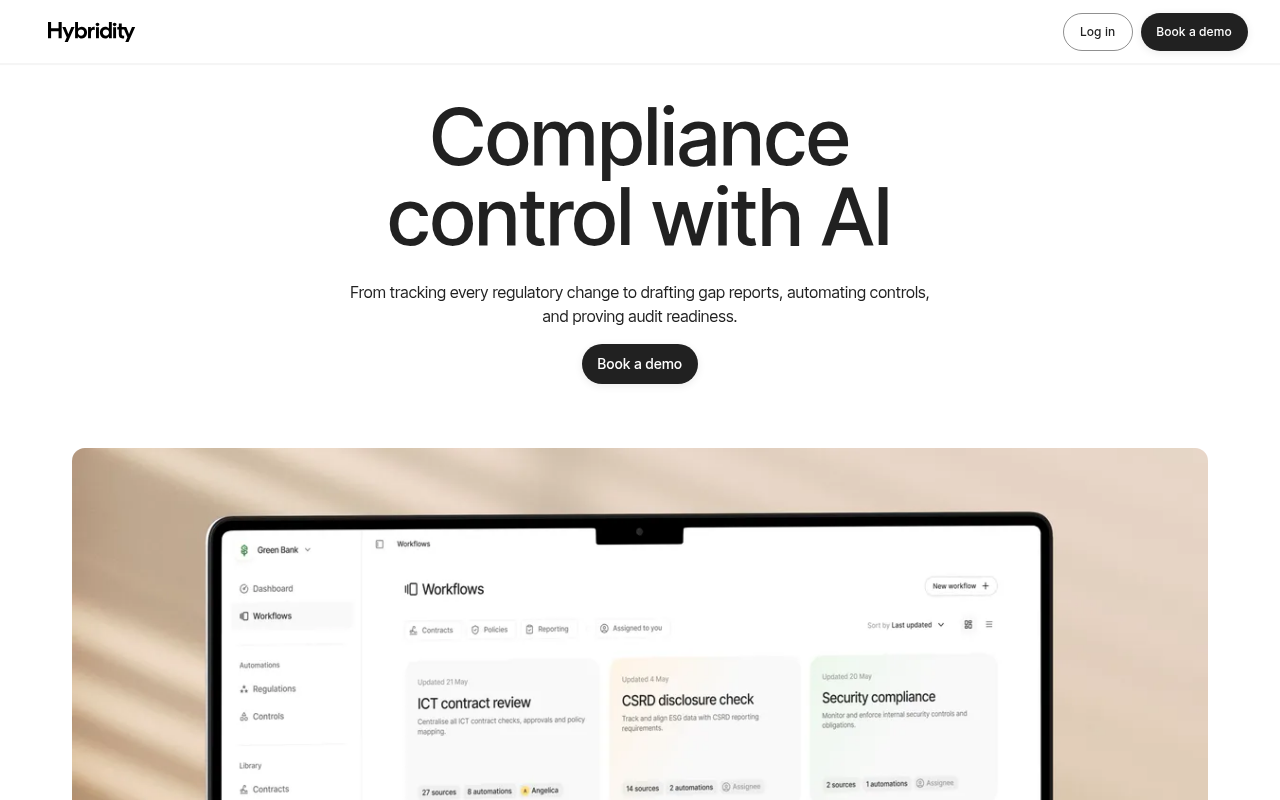 Screenshot of Hybridity AI: Your Compliance Co-Pilot for AI Innovation