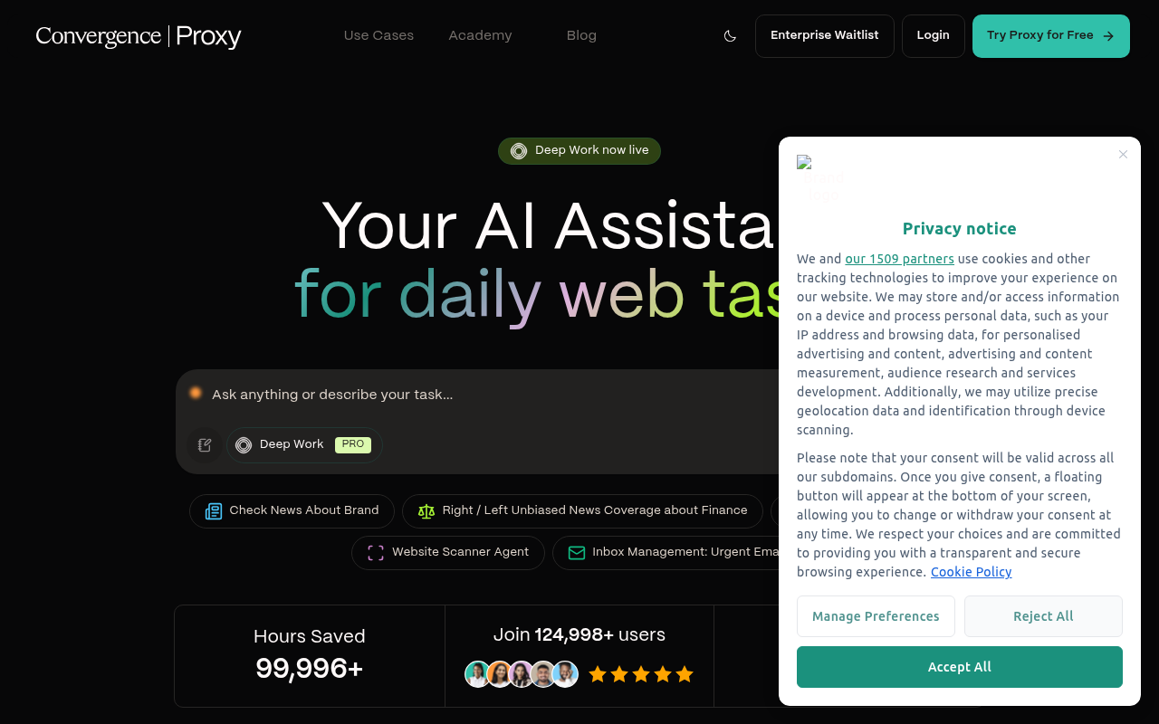 Screenshot of Convergence AI: Unlocking the Future of Artificial Intelligence