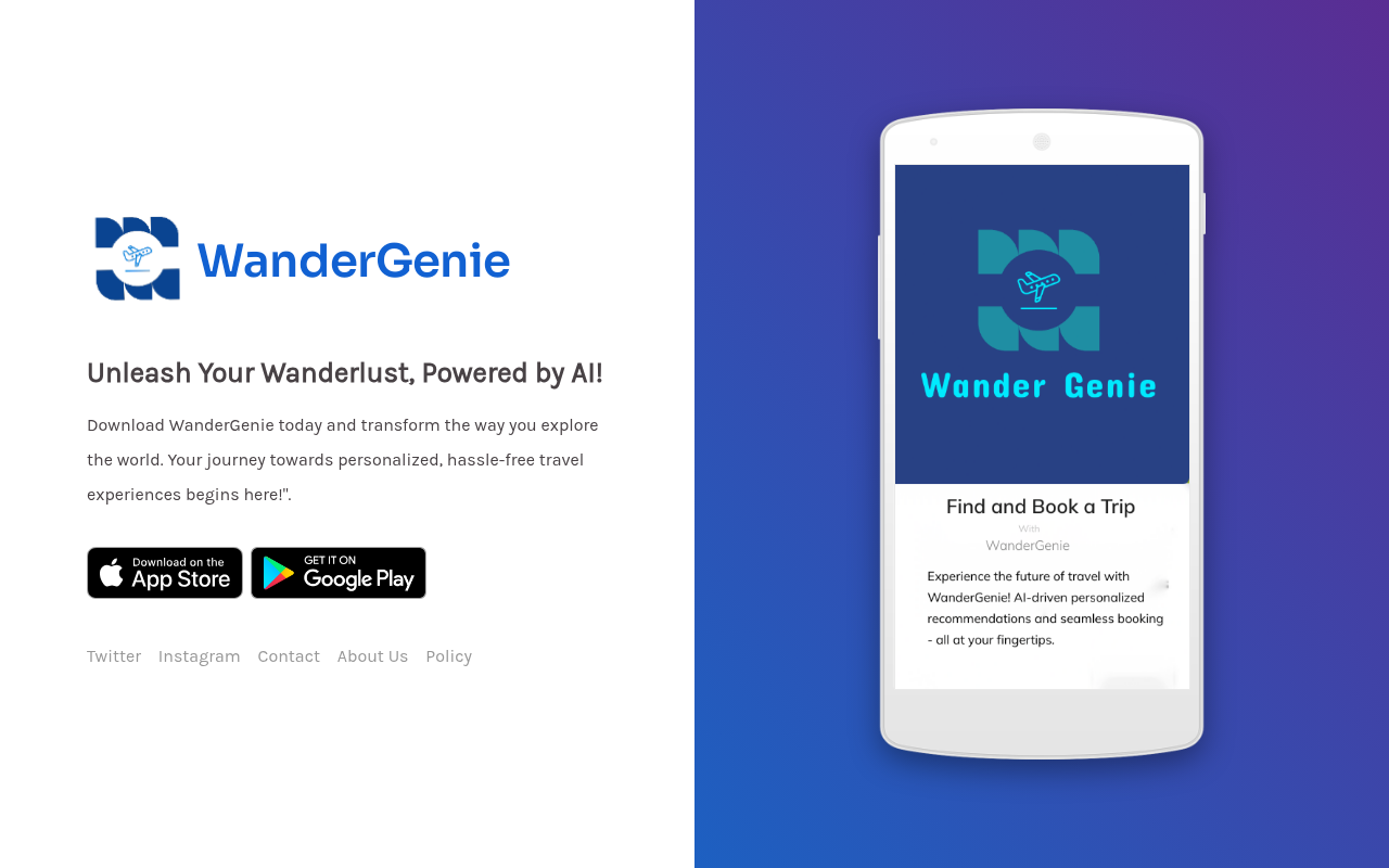 Screenshot of WanderGenie: Your AI-Powered Trip Planning Assistant